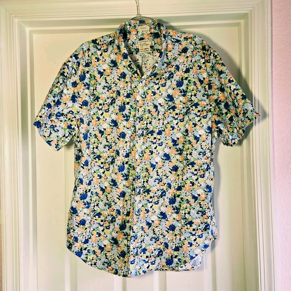 Secret Wash Shirting Sewn For J. Crew Men's Cotton Floral Shirt Size XL